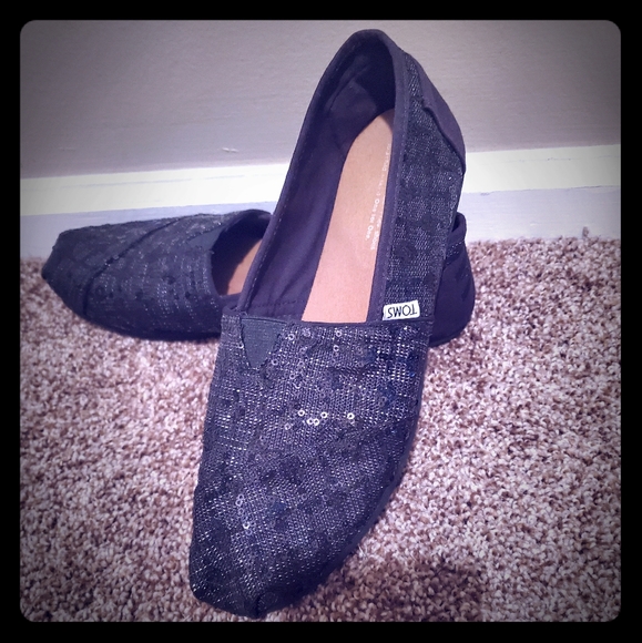 toms black sequin shoes